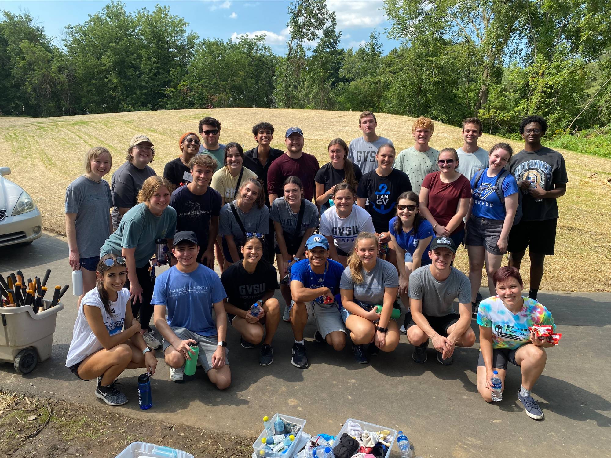 Students volunteering at Habitat